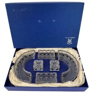 Val St. Lambert Belgium 6-Piece Crystal Centerpiece with Box